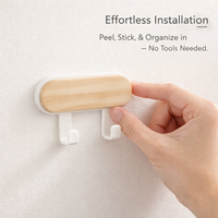 Bathroom and Bedroom Wooden Wall Mounted Hanging Hook for Students, No-Drill Round Design for Damage-Free Use, Heavy Duty Door Back