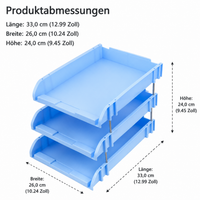Stackable Document Tray Office, 3-Tier Desk Organizer, 33 x 26 cm Stackable Compartments, for Home Office & Students