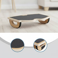 Non-Slip Wooden Rocker Board Floor-Friendly Wooden Balance Board Stable Fitness Equipment Sturdy for Office Workers, Home Workouts, Standing Desk