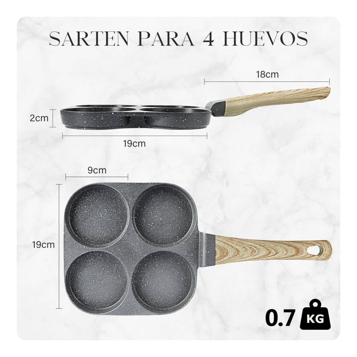 4-Section Egg-Cooking Pan with Lid Breakfast Skillet Even Heating
