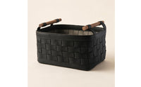 Bra Storage Basket Decorative Organizer Leather Storage Basket Wooden Handles for Dressing Room, Closet