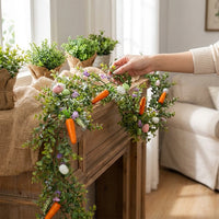 Carrot and Egg Vine Flexible Design Easter Garland Easy to Hang Easter Egg Garland for DIY Crafters, Families, Table Centerpiece, Doorway, Mantelpiece