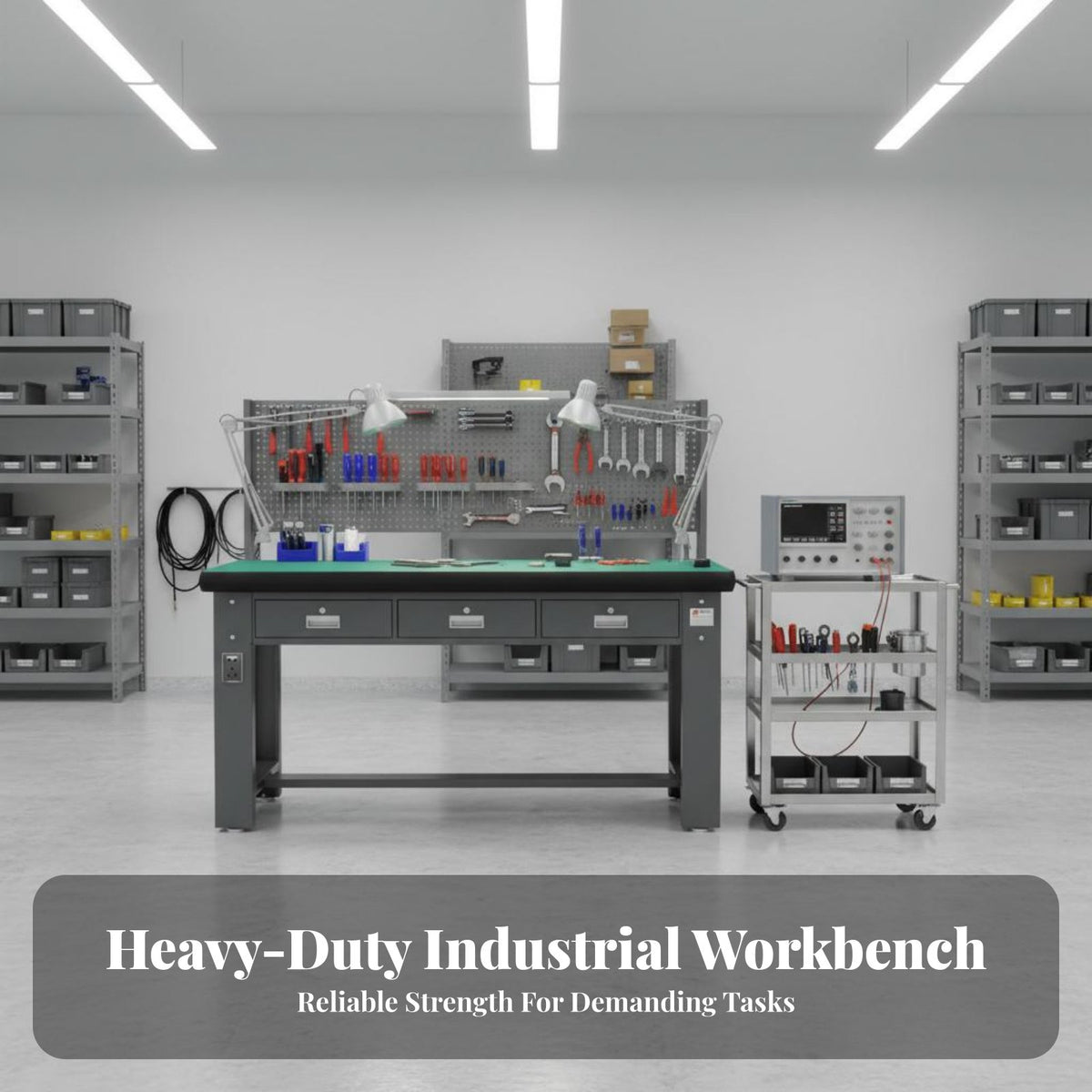 High Load Capacity Anti-Static Work Table Wear-Resistant Tabletop Heavy-Duty Workbench Multi-Functional Garage Drawer Workbench Easy to Clean for Workshop Professionals, Electricians, Laboratoryoratory Oratory, Repair Shop, Warehouse, Utility Room