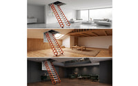 Retractable Loft Staircase Overhead-Mounted Folding Attic Ladder with Attic Entry panelSaving Pull down Attic Steps for Homeowners, Mezzanine