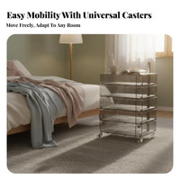 Rotating Tiered Cabinet Space-Saving Design Narrow Rolling Cart Multi-Purpose