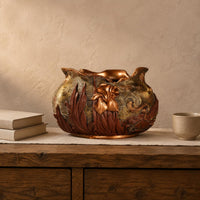 Ornate Iris Planter Relief Design Embossed Flower Pot Irregular Shape Decorative Flower Pot