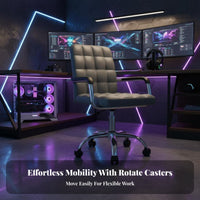 Ergonomic Computer Chair Highspine Support Upholstered Caster Chair Padded Comfort Plush Upholstery for Poker Players, Workplace