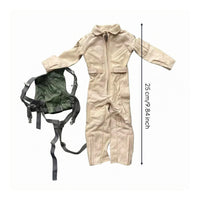 Flap Pockets Doll Pilot Suit Front Zipper Pilot Coverall Long Sleeves Single-Piece Coverall Stitched Seams