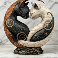 Two-Tone Balance Feline Statue Artistic Depth Black and White Feline Decor