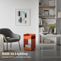 2-Tier C-Shaped End Table Movable eveningstand Rolling casters for Bedroom, Adults
