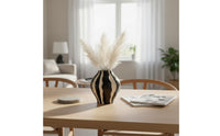 Black and White Striped Vase Minimalist Design Vertical Stripe Flower Vase Statement Centerpiece Home Decoration for Living Room, Office Desk