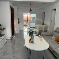 White Oval Dining Table Oval Table Man-made Marble Table Kitchen Table Hairpin Legs Tabletop with Nordic Minimalist Design Suitable for Families Homeowners Living Room Eatery