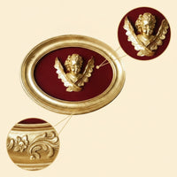 Oval Frame with Cherub Gold Toned Decor Decorative for Tabletop