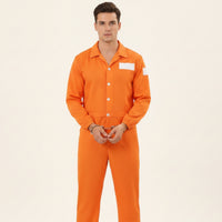 Orange Prisoner Bodysuit Adult Prison Jumpsuit One-Piece Prisoner Jumpsuit Button-Front for Adults