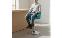 Ergonomic Backrest Adjustable Swivel Bar Stool Wear-Resistant Upholstery Modern Pedestal Bar Stool Built-in Footrest Upholstered Counter Chair with Back for Reception Desk, Kitchen Island