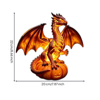 Dragon-Adorned Pumpkin Halloween Pumpkin Figurine with Dragon Decorative for Desk