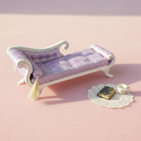 1:12 Scale Dollhouse Fainting Couch Daybed Wooden Frame Miniature Upholstery Sofa for Collectors, Hobbyists, Diorama