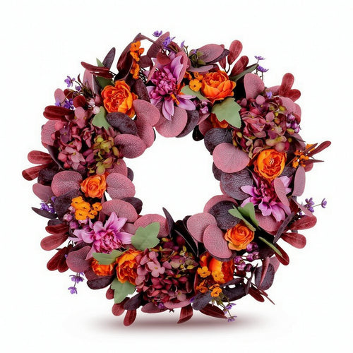 Artificial Flower Wreath Spring Decoration Vibrant for Entryway, Wall Decor
