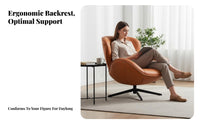 Upholstered rotating Armchair Nordic Design Single Sofa Modern type Ergonomic spine supportrest for Homeowners, Home Office