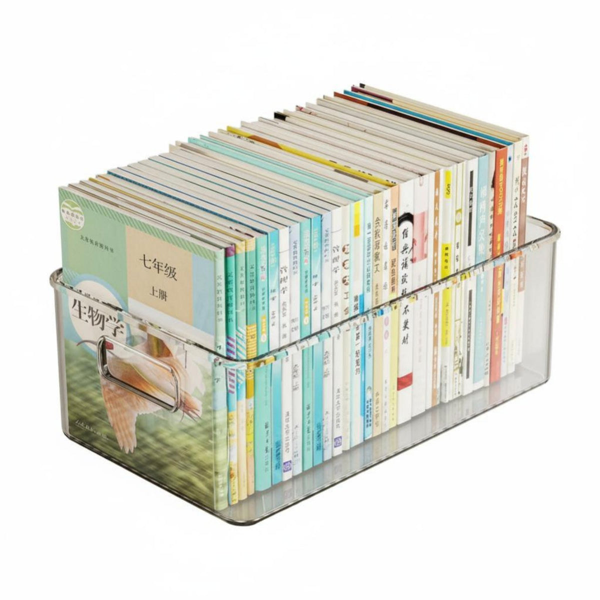 Extendable Book organizer Transparent frame lessonroom container Rolling casters for educators