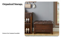 Upholstered Entryway Stool with Drawer Traditional design Design Cushioned Storage Seat Multi-Functional Sturdy Construction