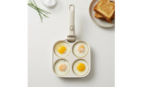 Egg Pan with Detachable Handle Induction Compatible 4 Cup Egg Frying Oven-Compatible Pan Breakfast Skillet for Apartment Dwellers, Small Kitchens
