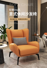 北欧单人沙发轻奢极简靠背椅小户型客厅现代简约科技布休闲老虎椅 【耐磨猫抓皮】高级灰