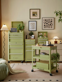 EASTON'S桌面玩具玄关收纳箱礼物北欧ins儿童金属储物箱带锁抽屉 柳垂新黛·绿 40*28*29.8 CM