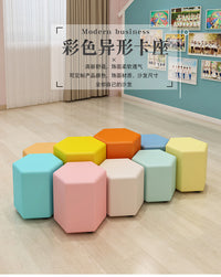 幼儿园早教中心图书馆商场培训机构大厅休闲异形圆形小沙发凳组合
