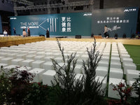 白色会展活动面包凳皮凳子方凳沙发凳土司凳40cm高小方墩婚礼车展 蓝色亮皮 高度40直径40厘米