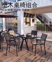 户外塑木桌椅防腐木休闲桌室外庭院露天防水防晒奶茶店桌椅