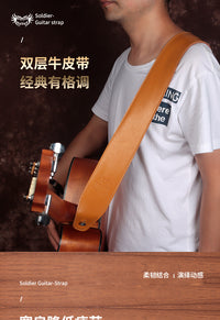 Soldier Leather Guitar Strap for Classical, Acoustic, Electric, Bass Guitar