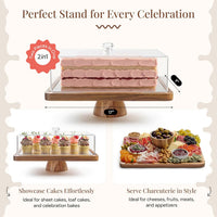 Acacia Wood Tall Cake Stand for Desserts and Party Decor