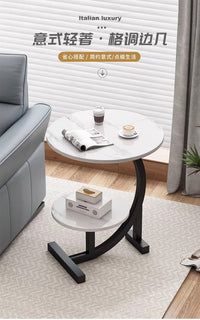 Nordic Style Metal Side Table with Storage and Drawer