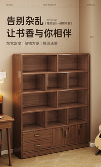 Wall-Mounted Bookshelf Cabinet with Doors for Living Room