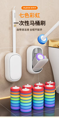 Wall-Mount Disposable Toilet Brush Set with 18 Refills