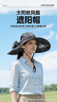 MAKE MY WAY Solar-Powered Fan Hat with Wire-Reinforced Brim, Men's Fishing Sun Hat