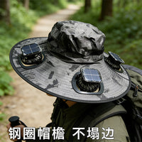 Solar Fan Hat for Men Summer Outdoor Fishing Sun Protection Bucket Hat