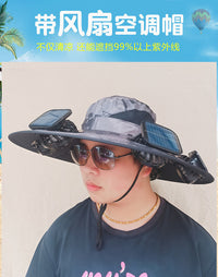 Solar Fan Hat with 4 Fans, 1000mAh, Adjustable, Polyester Mesh, Summer Outdoor Cap