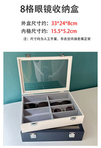 Glass Lid Display Box for Glasses with 8 Grids