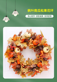 Gold Pumpkin Harvest Wreath for Autumn Door Decoration