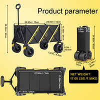 Foldable Metal Camping Cart with Table Top and Push Rod
