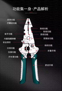 26-in-1 Foldable Multi-functional Wire Stripping Pliers, Industrial Grade