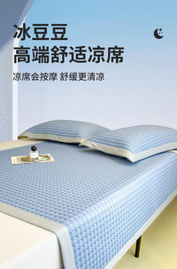 Premium PE Polymer Ice Silk Bed Mat Set with Fitted Sheet, Foldable, Washable