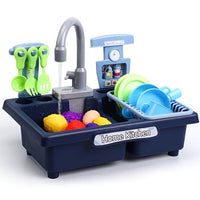 Electric Toy Dishwasher Playset with Apron, Light-Up Feature