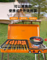 APG Foldable Charcoal BBQ Grill with Chimney, Stainless Steel, Square