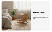 Rattan Drawer Nightstand Nordic Design Woven End Table with Drawer Easy Assembly