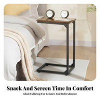 Household Furniture Wood-Grain Rectangular Top C-Shaped Side Table