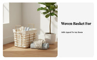 Cylindrical Woven basket with Handles adaptable Storage Basket Large Capacity