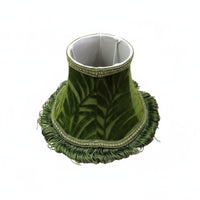 European Design Table Lampshade Handmade Textile Lampshade with Fringe Leaf Pattern Bell Shape Tassel Lamp Shade for Hotel Owners, Interior Designers